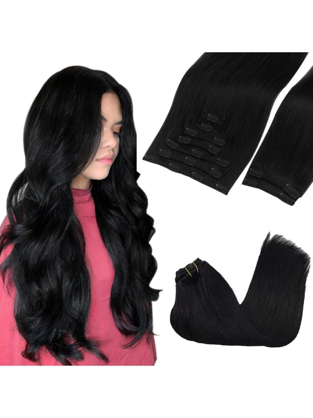 GOO GOO Clip in Hair Extensions Real Human Hair, Remy Human Hair Extensions Clip